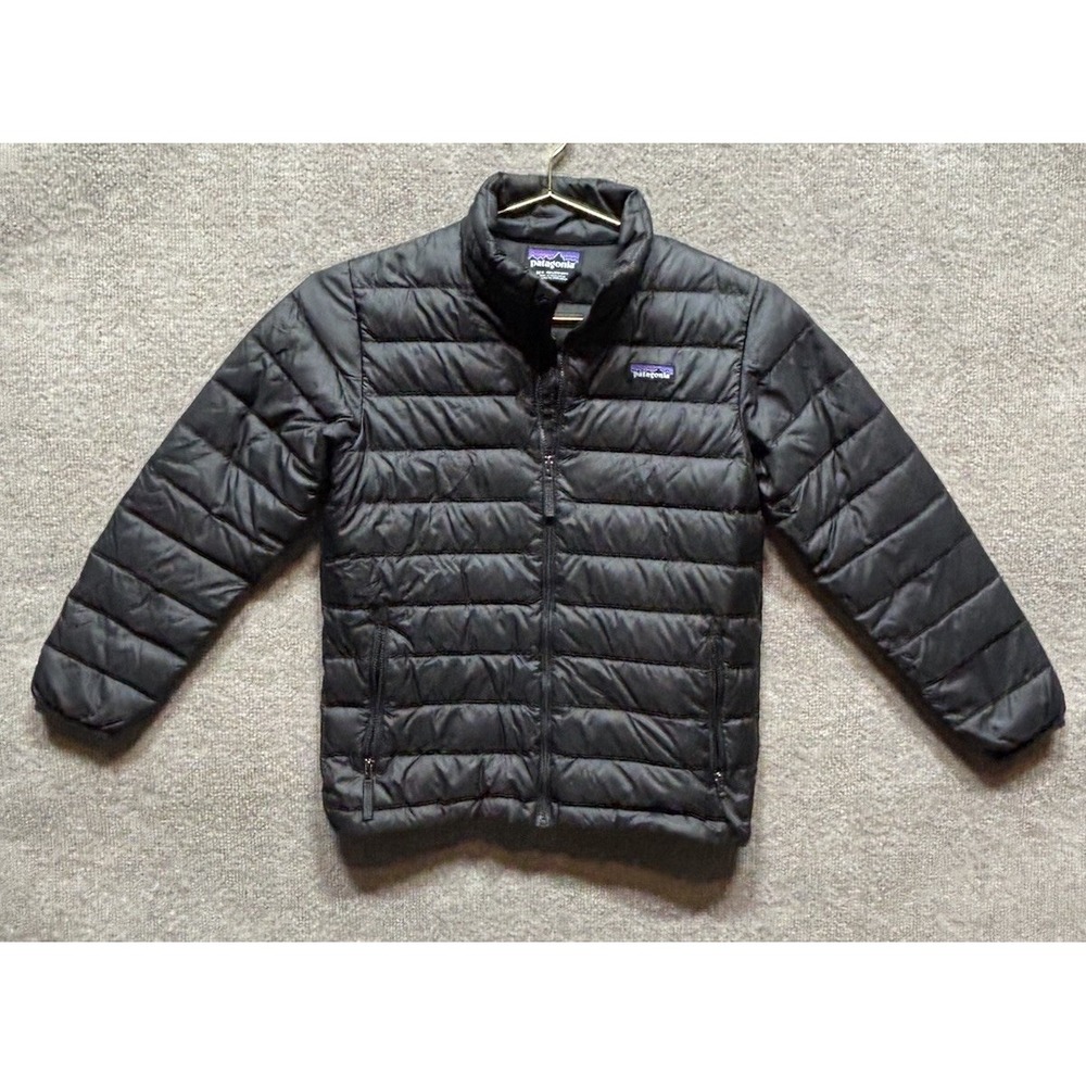 Patagonia Boys Down Sweater Jacket Black Puffer Coat Size 10 Outdoor KIDS EUC